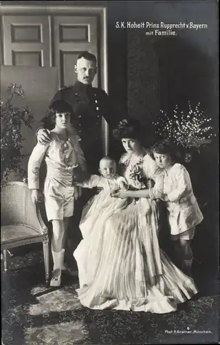 Ak Prinzessin Marie Gabriele von Bayern, Kronprinz Rupprecht von Bayern, Kinder