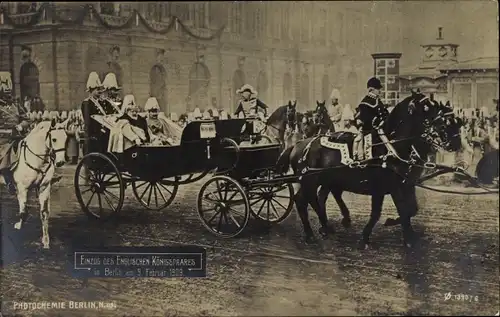 Ak Berlin, Einzug des Englischen Königspaares 1909, King Edward VII. von England, Kaiser Wilhelm II.