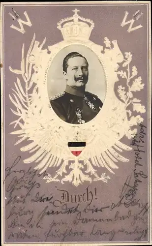 Präge Passepartout Ak Durch, Kaiser Wilhelm II., Portrait
