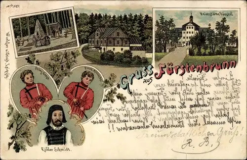 Litho Waschleithe Grünhain Beierfeld, Köhlerhütte Fürstenbrunn, Prinzenraub, Heimstätte Förstel