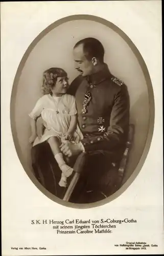 Ak Herzog Carl Eduard von Sachsen Coburg Gotha, Prinzessin Caroline Mathilde