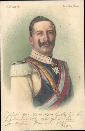 Litho Kaiser Wilhelm II., Portrait in Uniform