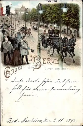 Litho Berlin, Kaiser Wilhelm II., Unter den Linden