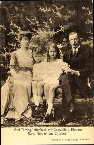 Ak Graf Toerring Jettenbach mit Gemahlin und Kindern Hans Herbert und Elisabeth