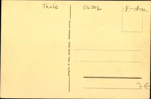 Ak Allrode Thale im Harz, Durchblick zum Ort