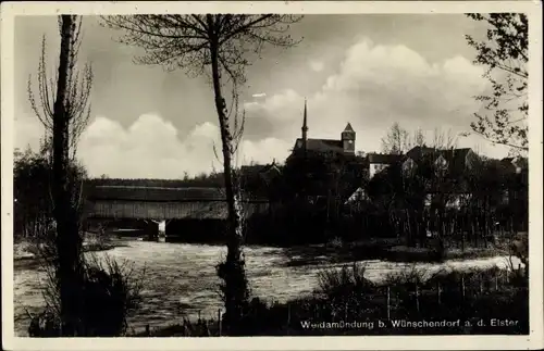 Ak Wünschendorf an der Elster, Weidamündung