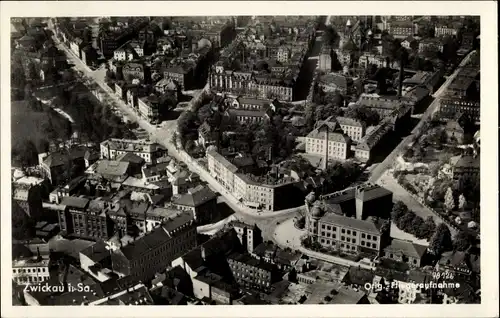 Ak Zwickau in Sachsen, Fliegerbild vom Ort