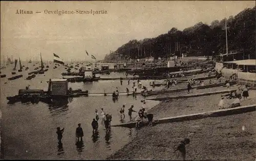 Ak Hamburg Altona, Oevelgönne Strandpartie, Badegäste