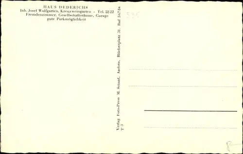 Ak Kreuzweingarten Euskirchen in Nordrhein Westfalen, Haus Dederichs, Aussen- und Innenansicht