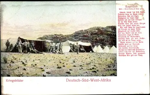 Ak Deutsch Südwestafrika Namibia, Kriegsbilder Koloniale Schutztruppe, Lagerlied