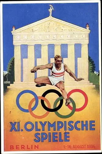 Künstler Ak XI. Olympische Spiele Berlin 1936, Hürdenläufer, Österreichischer Olympiafond