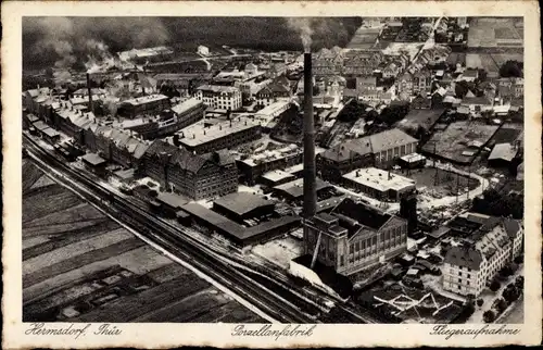 Ak Hermsdorf in Thüringen, Porzellanfabrik, Fliegeraufnahme