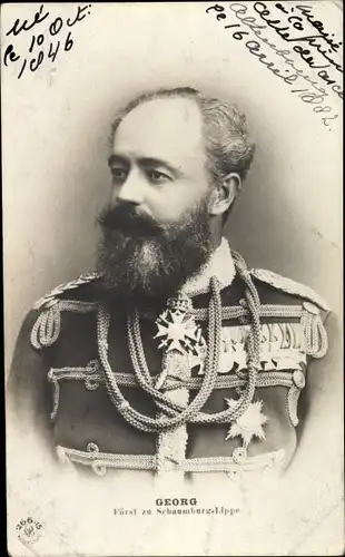 Ak Fürst Georg zu Schaumburg Lippe, Portrait, Uniform, Orden
