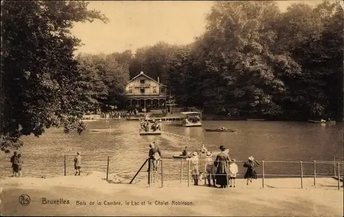 Ak Bruxelles Brüssel, Bois de la Cambre, le Lac et le Chalet Robinson, Boote