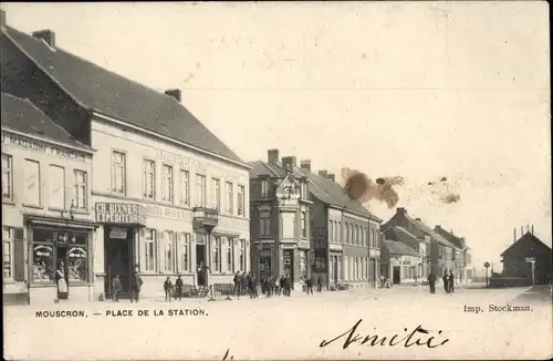 Ak Mouscron Wallonien Hennegau, Place de la Station
