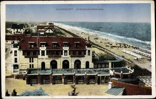 Ak Zandvoort Nordholland Niederlande, Strandpanorama, Hotel