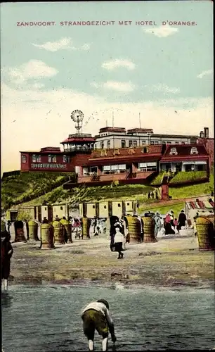 Ak Zandvoort Nordholland Niederlande, Strand, Hotel d'Orange