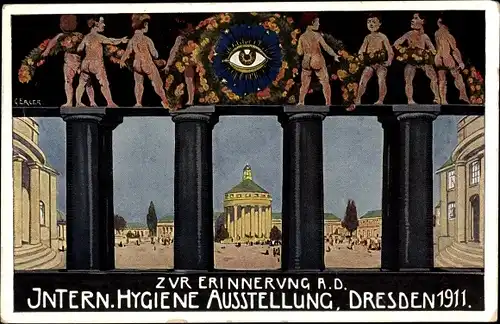 Künstler Ak Gerler, Dresden Altstadt, Internationale Hygieneausstellung 1911
