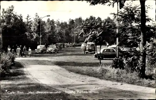 Ak Drouwen Drenthe Niederlande, Cafe-Rest. Het Drouwenerzand, Ingang Parkeerterrein