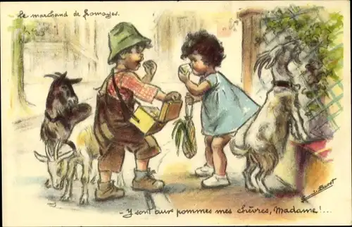 Künstler Ak Bouret, Germaine, Le marchand de fromages