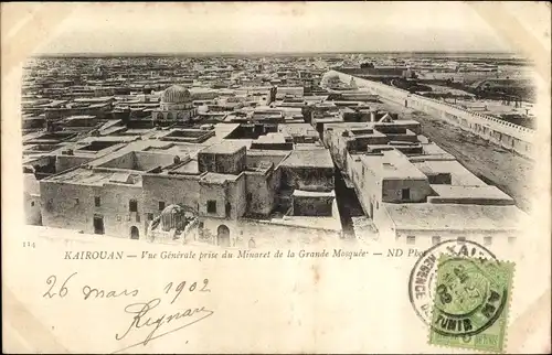 Ak Kairouan Tunesien, Vue Generale prise du Minaret de la Grande Mosquee