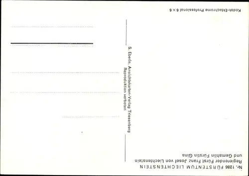 Ak Fürst Franz Josef von Liechtenstein, Gemahlin Fürstin Gina