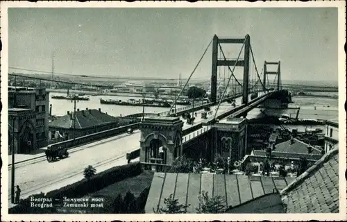 Ak Belgrad Beograd Serbien, Zemunski most, Blick über eine Brücke
