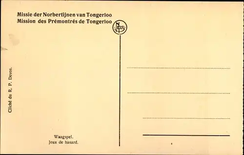 Ak Afrika, Mission des Premontres de Tongerloo, Waagspel