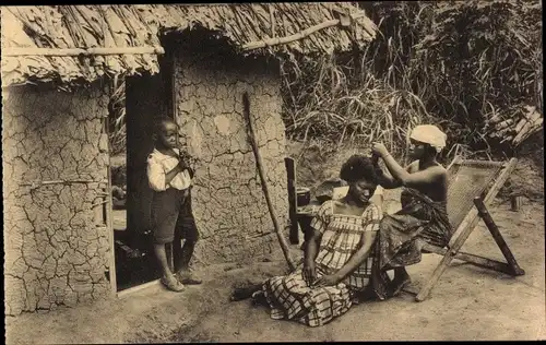 Ak Afrika, Mission des Premontres de Tongerloo, Coiffeuse
