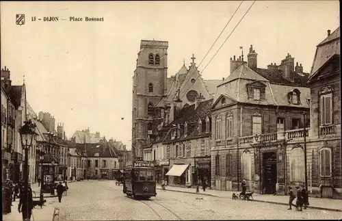Ak Dijon Côte d'Or, Place Bossuet, Straßenbahn