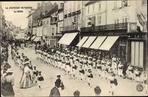 Ak Dijon Côte d'Or, Le Defile, La Jeunesse Ouvriere