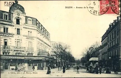 Ak Dijon Côte d'Or, Avenue de la Gare, Straßenbahn, Hotel