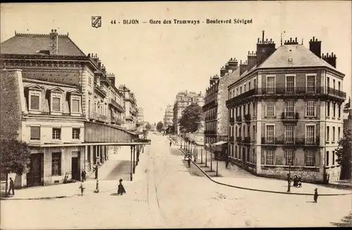 Ak Dijon Côte d'Or, Gare des Tramways, Boulevard Sévigné