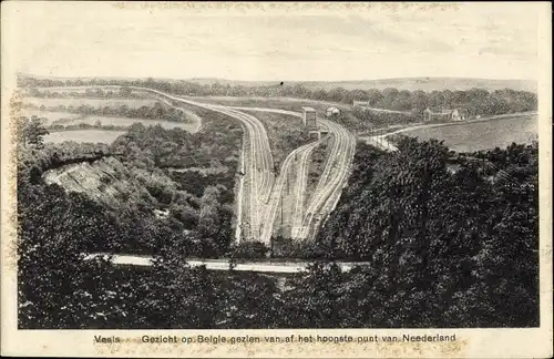 Ak Vaals Limburg Niederlande, Gezicht op Belgie gezien van af het hoogste punt van Nederland