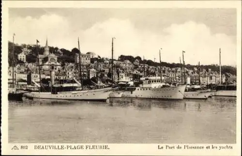 Ak Deauville La Plage Fleurie Calvados, Le Port de Plaisance et les yachts