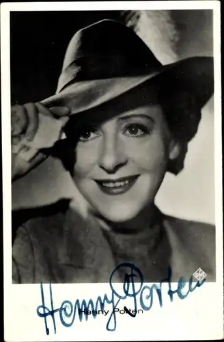 Ak Schauspielerin Henny Porten, Autogramm, Portrait, Hut