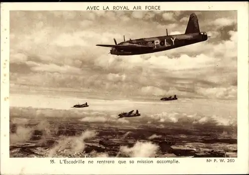 Ak Avec la Royal Air Force, Escadrille, Squadron, britische Kampfflugzeuge