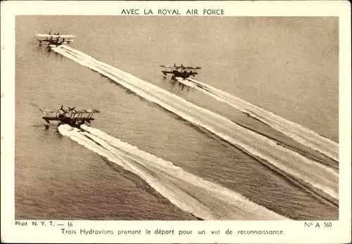 Ak Avec la Royal Air Force, seaplanes, britische Wasserflugzeuge