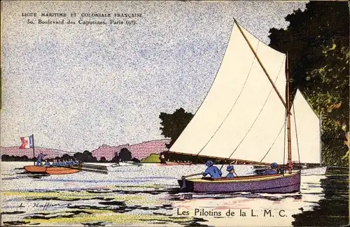 Künstler Ak Haffner, Les Pilotins de la LMC, Ligue Maritime et Coloniale