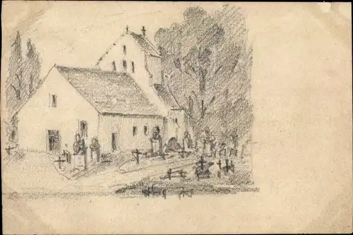 Handgemalt Ak Frankreich, Croquis de l'Eglise