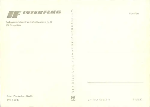 Ak Deutsches Passagierflugzeug, Iljuschin IL-62, Turbinenluftstrahlverkehrsflugzeug, Interflug