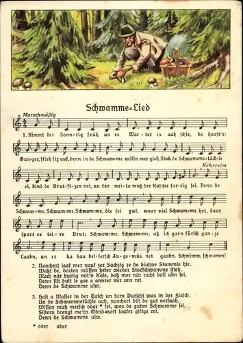 Lied Ak Schwamme Lied, Kimmt der Sonntig früh, un es Watter is aah schie, Wilhelm Vogel, Erzgebirge