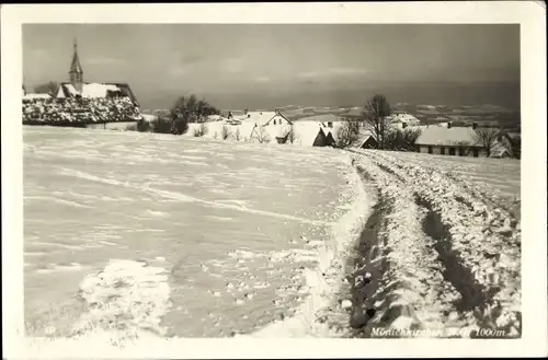 Ak Mönichkirchen in Niederösterreich, Ort im Winter, Teilansicht