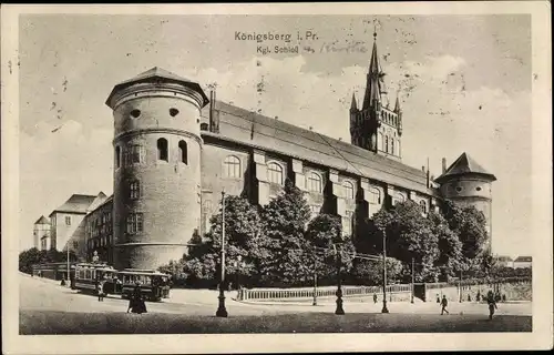 Ak Kaliningrad Königsberg Ostpreußen, Königliches Schloss, Straßenbahn