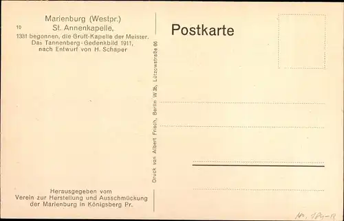 Ak Malbork Marienburg Westpreußen, St. Annenkapelle