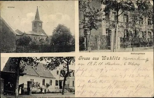 Ak Wahlitz Gommern Jerichower Land, Kirche, Rettungshaus, Dorfschmiede, Post