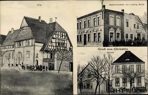 Ak Körbelitz Möser Jerichower Land, Villa, Gastwirtschaft, Schule