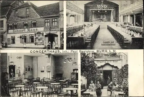 Ak Burg bei Magdeburg, Concerthaus, Gesellschaftssaal, Café