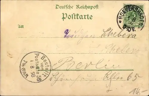 Litho Schwarzenpfost Rövershagen Mecklenburg, Gehöft, Straßenpartie