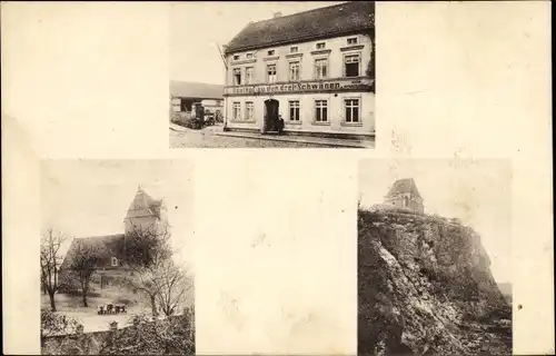 Ak Landsberg im Saalekreis, Gasthof zur den drei Schwänen, Kirche